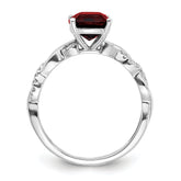 Sterling Silver Rhodium-plated Garnet and Diamond Ring